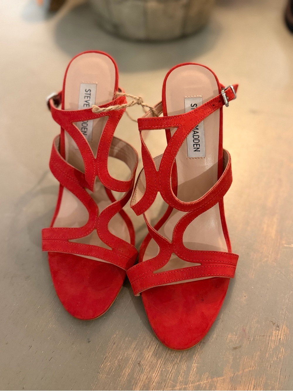 Steve Madden Red Strappy Suede Heeled Sandals
